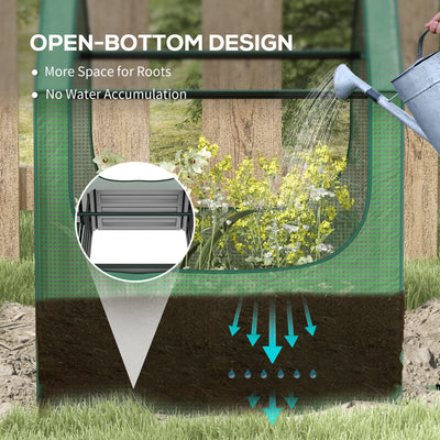 Outsunny 61 x 61cm Garden Planter Bed, with Cover - Green and Silver 