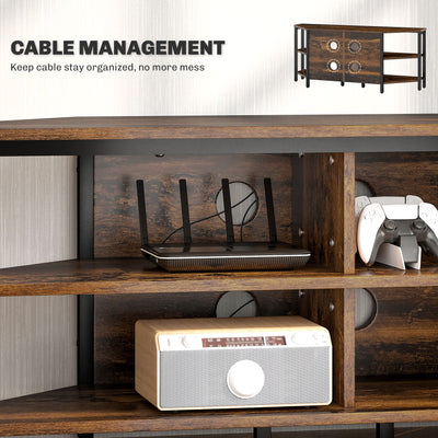 HOMCOM Industrial-Style Corner TV Unit - Black/Brown 