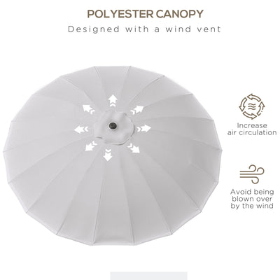 Outsunny 2.5m Tilting Parasol, with Pleated Canopy - Light Grey 