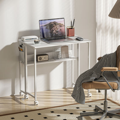 HOMCOM 80 cm Drop Leaf Writing Work Desk - White 