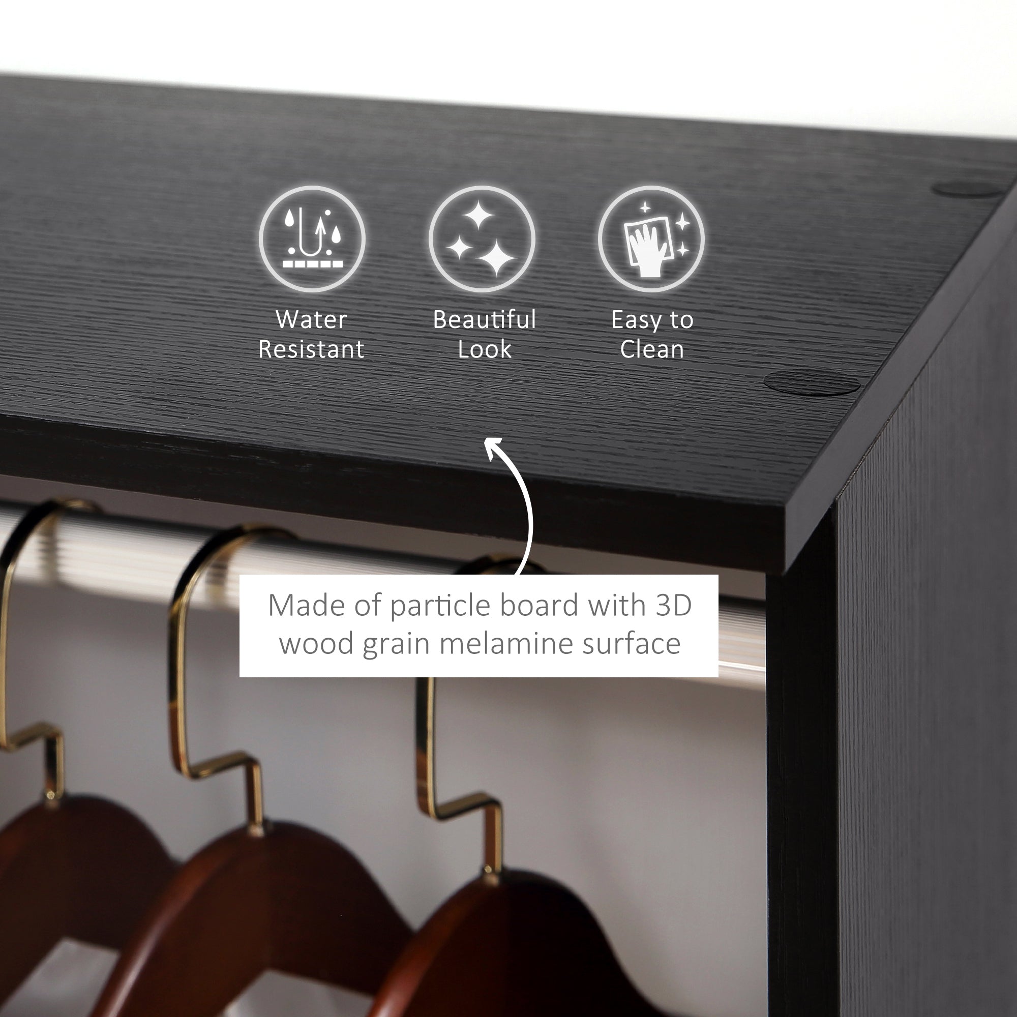 HOMCOM Open Wardrobe Double Mobile Storage Shelves Organizer W/6 Wheels-Black 