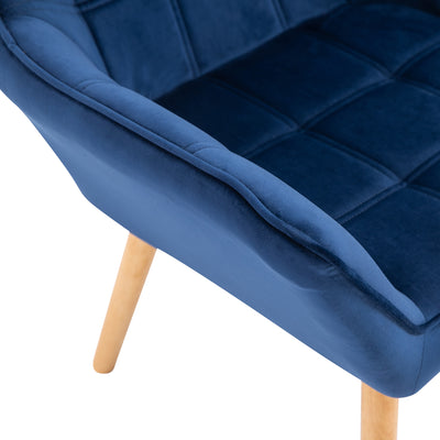 HOMCOM Armchair Accent Chair Wide Arms Slanted Back Padding Steel Frame Wooden Legs Home Bedroom Furniture Seating Blue 