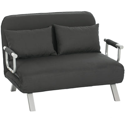 HOMCOM Two-Seater Click-Clack Sofa Bed - Charcoal Grey 