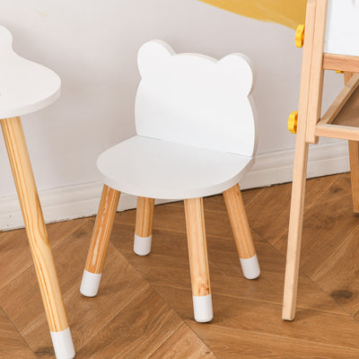 HOMCOM 3-Piece Kids Table and Chair Set with 2 Bear-Shaped Chairs, for Ages 1-4 Years, White 