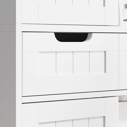 HOMCOM Tall Bathroom Cabinet, Freestanding Storage Cupboard, Bathroom Storage Cabinet with Drawer, Adjustable Shelf and Doors, 60 x 30 x 160 cm, White 