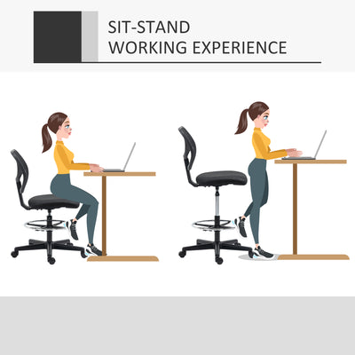 Vinsetto Ergonomic Mesh Standing Desk Chair with Adjustable Footrest Ring and Seat Height Black 