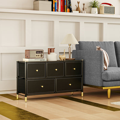HOMCOM Faux Leather Front Chest of Drawers - Black 