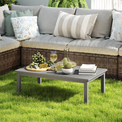 Outsunny 100cm x 60cm Aluminium Outdoor Coffee Table - Grey 
