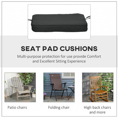 Outsunny Set of 6 Chair Cushion Seat Pads Dining Chair w/ Straps Indoor Outdoor Removable Tie On Garden Patio Black 