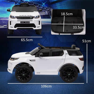 AIYAPLAY Licensed Land Rover Discovery Sport, 12V Kids Ride on Car w/ Remote Control, Lights, Music, Horn, for 3-6 Years, White 