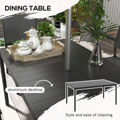 Outsunny Seven-Piece Steel Dining Set, with Aluminium-Top Table 