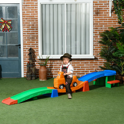 AIYAPLAY 3(m) Four-Piece Ride on Kids Roller Coaster w/ Non-Slip Steps, for Ages 2-5 Years - Multicoloured 