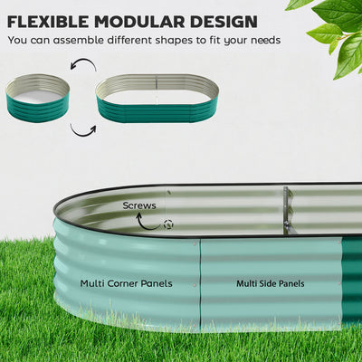 Outsunny Galvanised Raised Garden Bed, Metal Planter Box with Safety Edging, for Flowers, Herbs, Succulents, Light Green 