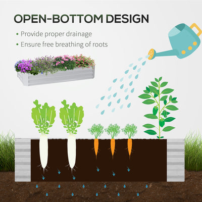 Outsunny Raised Garden Bed with Greenhouse, Steel Planter Box with Plastic Cover, Roll Up Window, Dual Use for Flowers, Vegetables, Fruits and Herbs, 185L x 95W x 92H cm, Green 