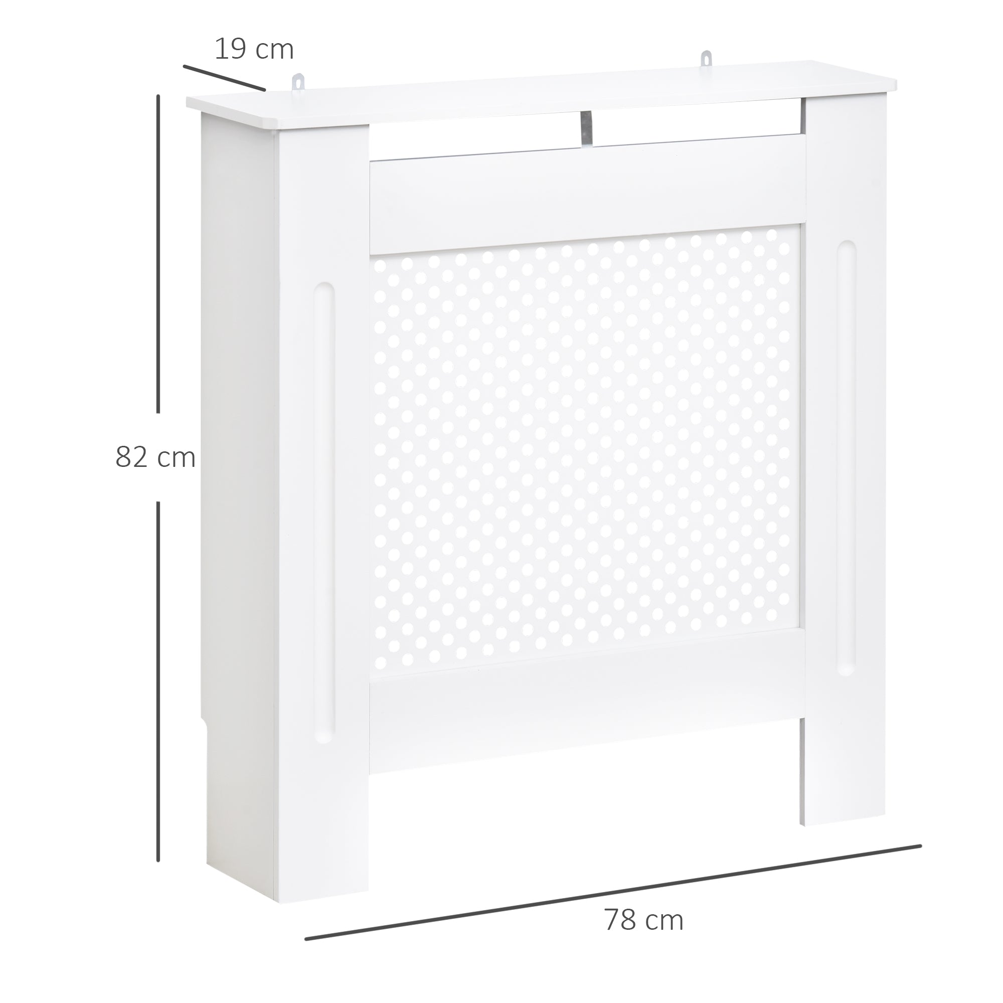 HOMCOM Wooden Radiator Cover Heating Cabinet Modern Home Furniture Grill Style  White Painted (Small) 