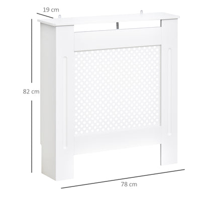 HOMCOM Wooden Radiator Cover Heating Cabinet Modern Home Furniture Grill Style  White Painted (Small) 