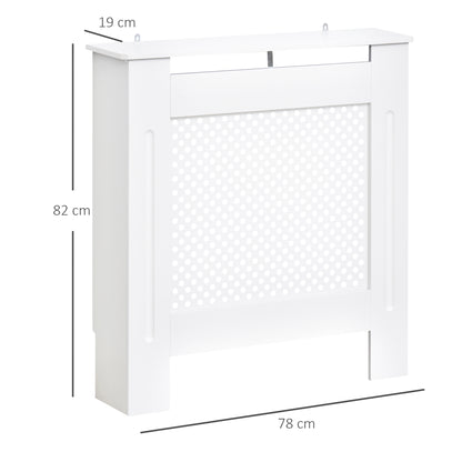 HOMCOM Wooden Radiator Cover Heating Cabinet Modern Home Furniture Grill Style  White Painted (Small) 