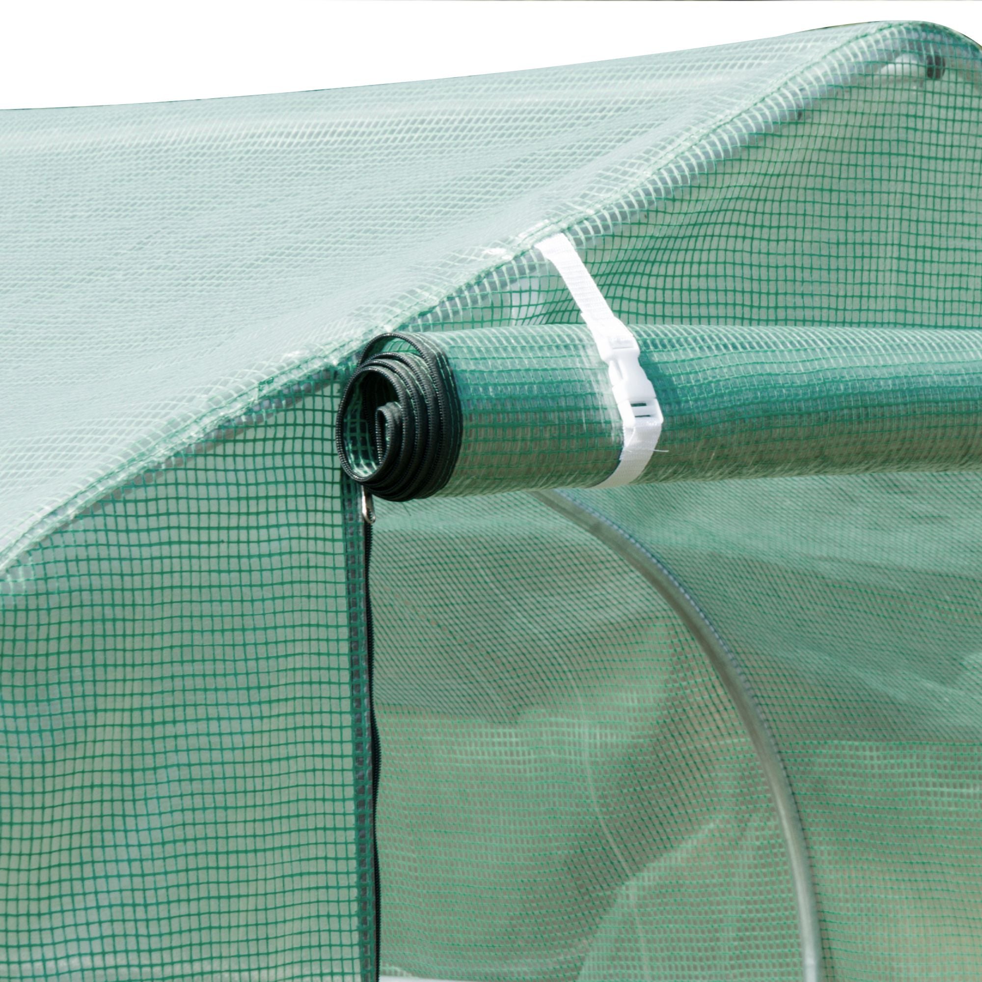 Outsunny Walk-in Polytunnel Greenhouse, Outdoor Garden Tunnel Greenhouse Tent with Zipped Roll-Up Door and 6 Mesh Windows, 3 x 2M 