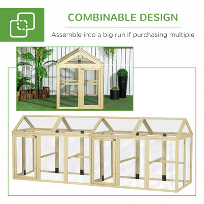 PawHut Large Chicken Run, Wooden Chicken coop, with Combinable Design - Natural Wood Finish 