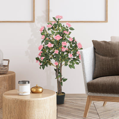 HOMCOM Set of Two Faux Rose Plants, with Pots 