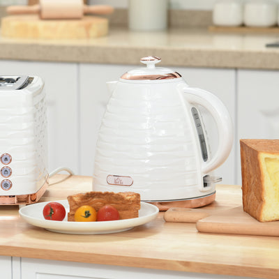 HOMCOM 3kW Rapid Boil Honeycomb Kettle - Cream 
