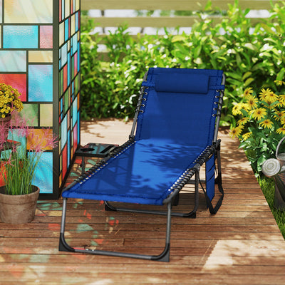 Outsunny Five-Position Reclining Sun Lounger - Dark Blue 