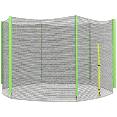 SPORTNOW 10ft Trampoline Net Replacement with 6 Plastic Pole Covers, Weather-Resistant Trampoline Netting Replacement with Zipped Entrance, Poles Not Included, Green 