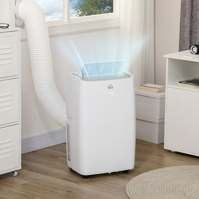 HOMCOM 12000 BTU Air Conditioning Unit, 3-in-1 Portable Air Conditioner, Dehumidifier, Cooling Fan with 3 Speeds, Remote Control, LED Display, 24H Timer, Window Venting Kit, Children Lock, 25m\'c2\'b2 