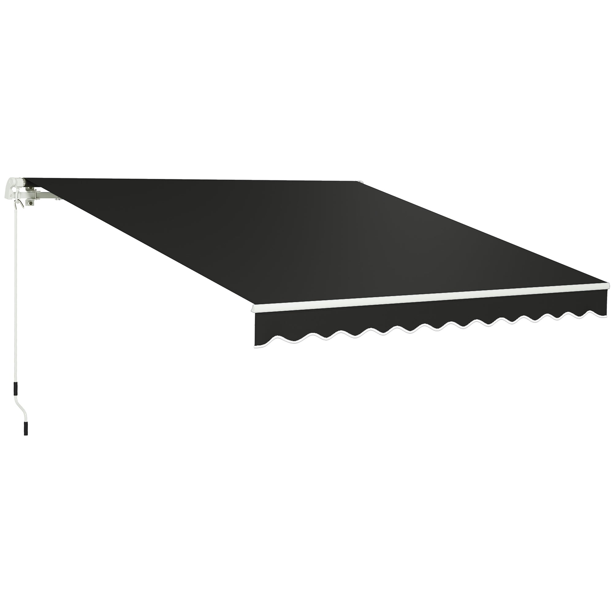 Outsunny 3 x 2.5m Garden Patio Manual Awning, Retractable Canopy Sun Shade Shelter with Fittings and Crank Handle, Black 