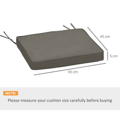 Outsunny Set of 2 Garden Chair Cushions with Ties, 45 x 45 cm Replacement Cushions for Outdoor Furniture, Dark Grey 