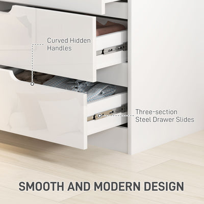 HOMCOM Chest of Four High Gloss Front Drawers - White 