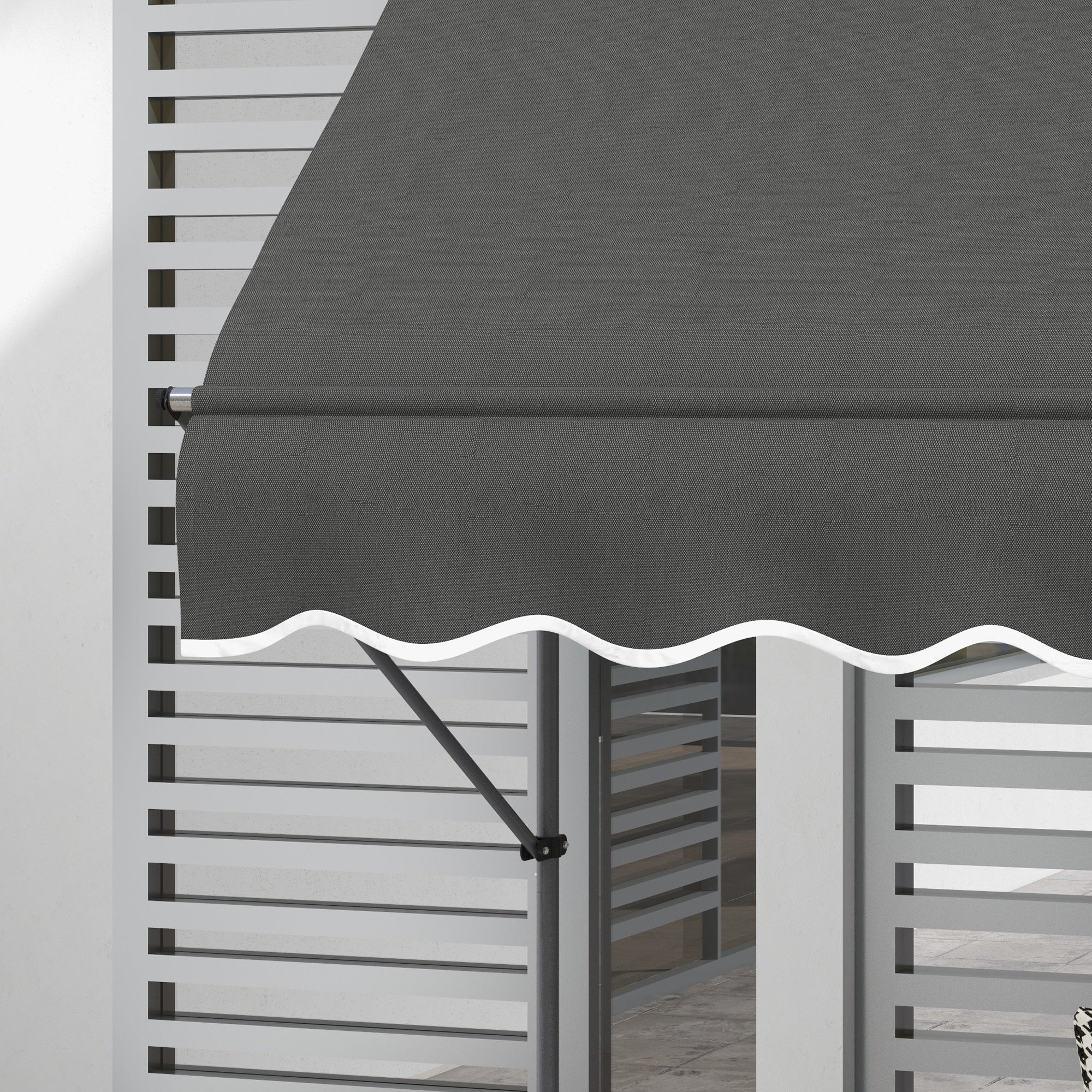 Outsunny 2.5 x 1.2m Retractable Awning, Free Standing Patio Sun Shade Shelter, UV Resistant, for Window and Door, Dark Grey 