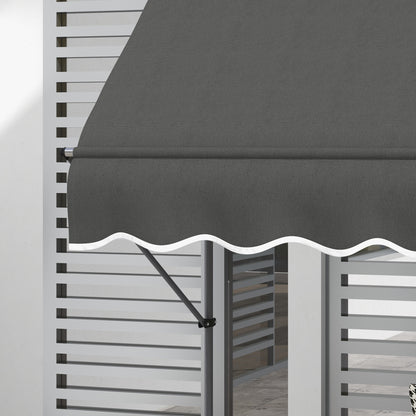 Outsunny 2.5 x 1.2m Retractable Awning, Free Standing Patio Sun Shade Shelter, UV Resistant, for Window and Door, Dark Grey 