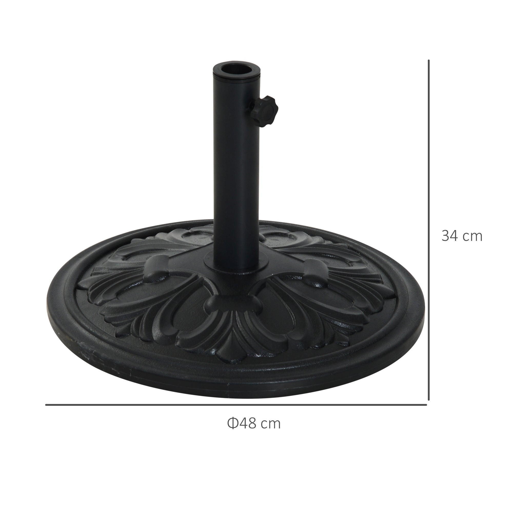 Outsunny 13kg Round Parasol Base Sun Umbrella Weight Stand Holder Patio Outdoor Garden, Black 