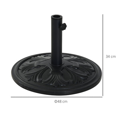 Outsunny 13kg Round Parasol Base Sun Umbrella Weight Stand Holder Patio Outdoor Garden, Black 