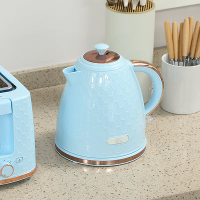 HOMCOM 1.7L 3000W Fast Boil Kettle & 2 Slice Toaster Set, Kettle and Toaster Set with Auto Shut Off, Browning Controls, Light Blue 