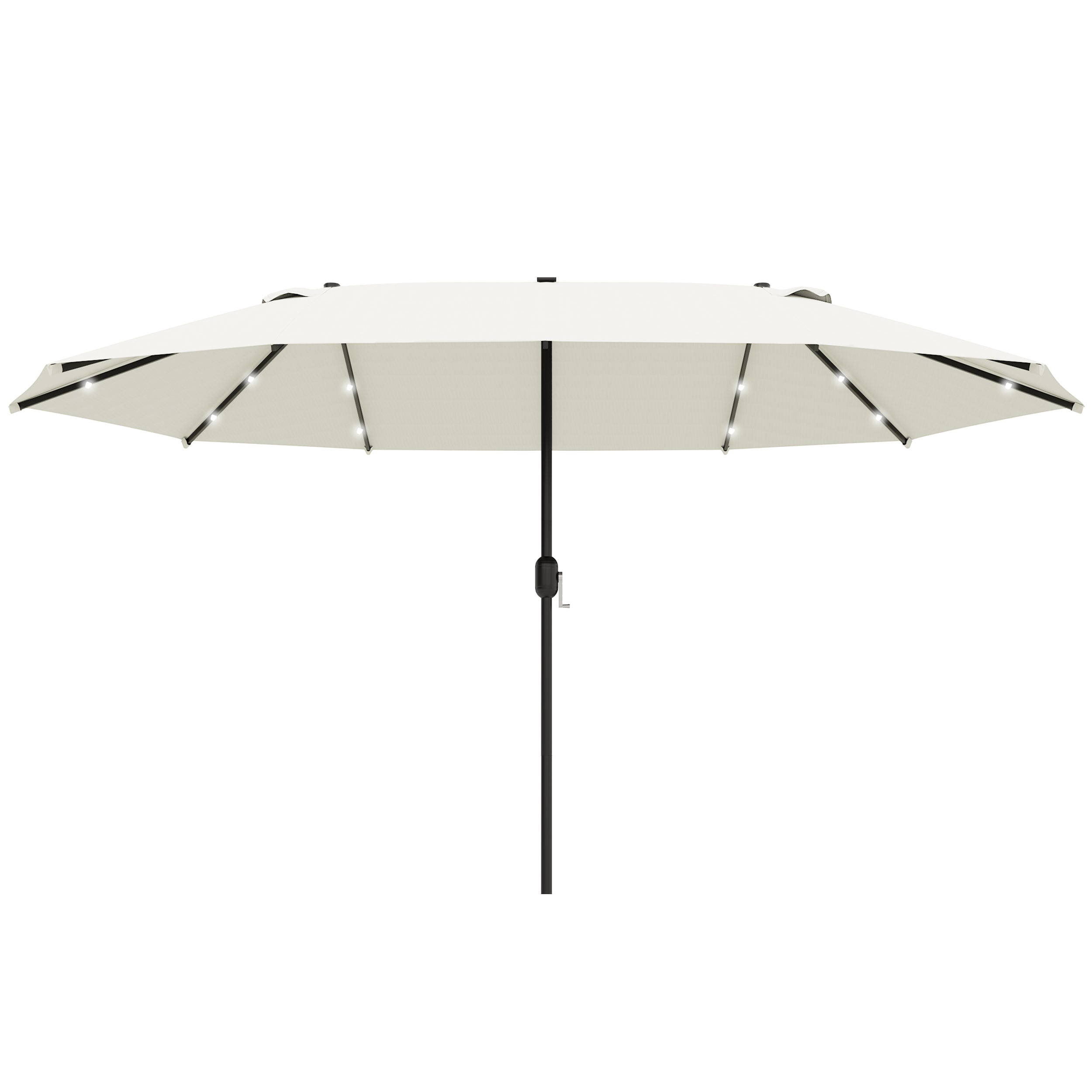 Outsunny 4.4m Double-Sided Sun Umbrella Patio Parasol LED Solar Lights Cream White 