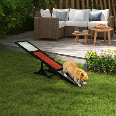 PawHut Wooden Pet Seesaw for Big Dogs, Dog Agility Equipment with Anti-Slip Surface - Black 