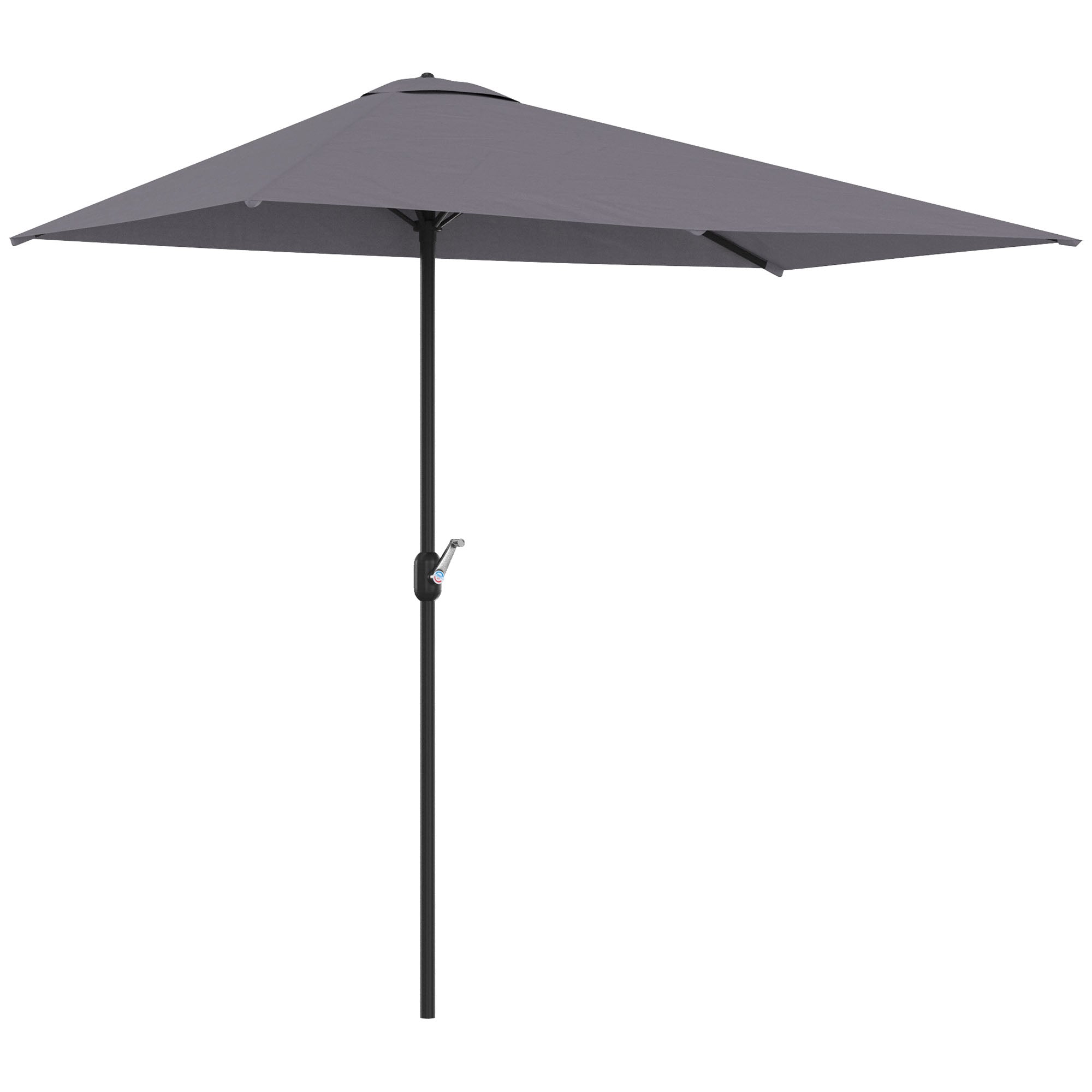 Outsunny Balcony Half Parasol Semi Round Umbrella Patio Crank Handle (2.3 m, Grey)- NO BASE INCLUDED 