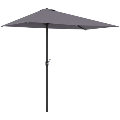 Outsunny Balcony Half Parasol Semi Round Umbrella Patio Crank Handle (2.3 m, Grey)- NO BASE INCLUDED 