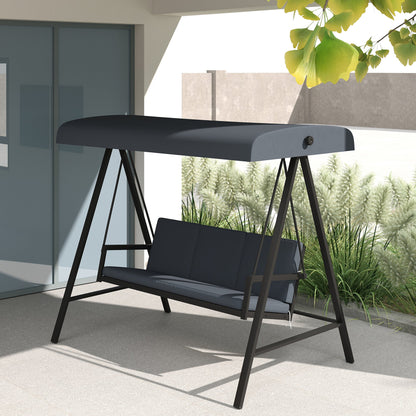 Outsunny Three-Seat Garden Swing Chair, with Adjustable Canopy - Dark Grey 