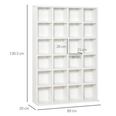 HOMCOM CD Storage Unit with Adjustable Shelves, 89 x 130.5 cm, White 