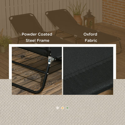 Outsunny Set of Two Metal Frame Folding Sun Loungers - Black 