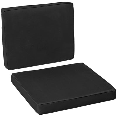 Outsunny 2 Piece Garden Chair Cushions with 1 Seat Cushion 1 Back Pad for Rattan Sofa Chair, Outdoor Seat Pads for Indoor and Outdoor Use, Black 