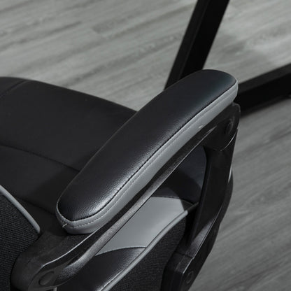 Vinsetto Computer Gaming Chair, Racing Desk Chair with Lumbar Support and Footrest, PU Leather Gamer Chair with Headrest and Swivel Wheels for Home, Grey 