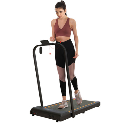 SPORTNOW 2.5HP Walking Pad, 1-6km/h Folding Treadmill with Remote Control and LED Display for Home Gym Office, Orange 