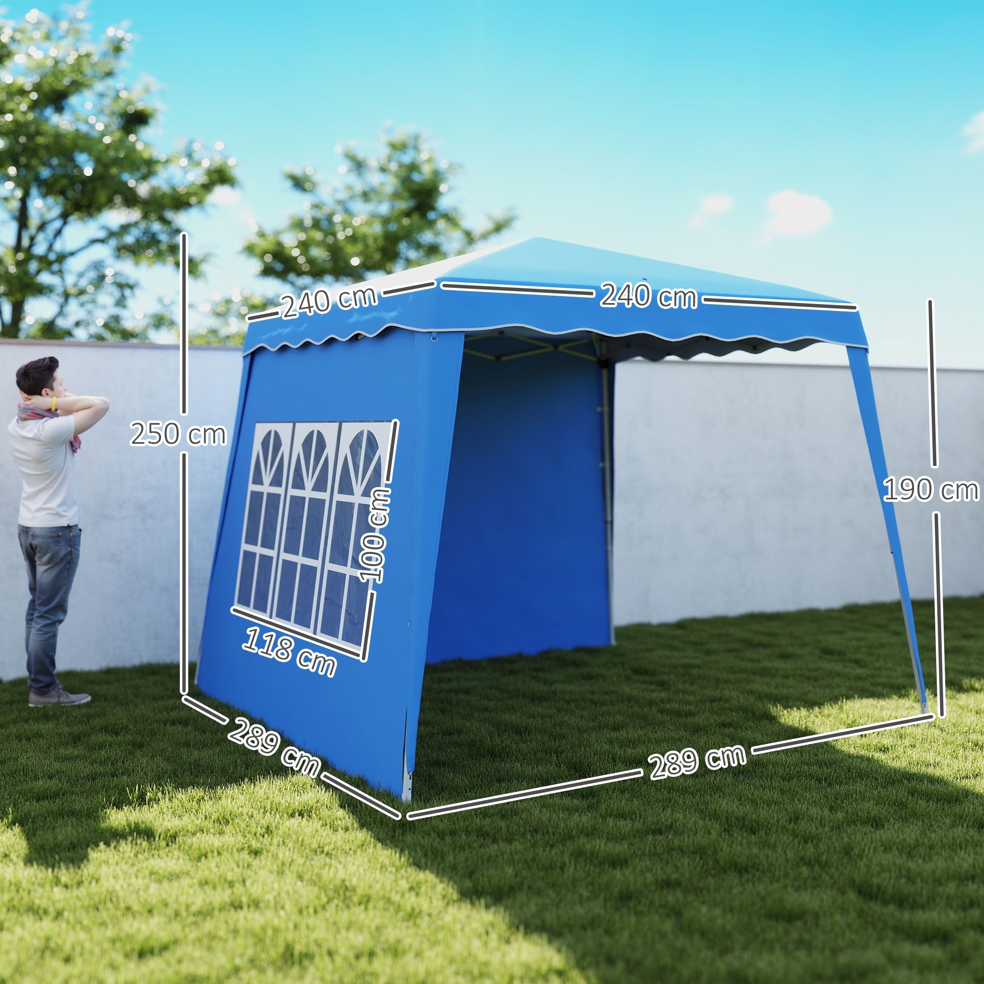 Outsunny 2.4 x 2.4m UV50+ Pop Up Gazebo - Blue 