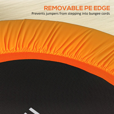HOMCOM 40" Fitness Trampoline with Adjustable Handle, Rebounder Trampoline Mini Jumper for Indoor Exercise Workout, Support Up to 100kg, Orange 