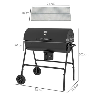 Outsunny Steel Charcoal BBQ, with Ash Catcher and Warming Rack 