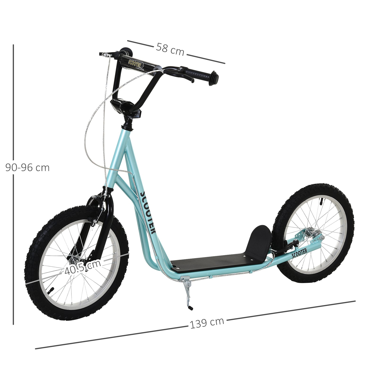 HOMCOM Kick Scooters for Kids with Adjustable Height, Anti-Slip Deck, Dual Brakes, Rubber Tyres, for Boys and Girls Aged 5+ Years Old - Blue 